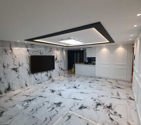 수원 영통, 폴리싱타일로 거실·주방 통일감 주기 - 리모델링의 새로운 패러다임!